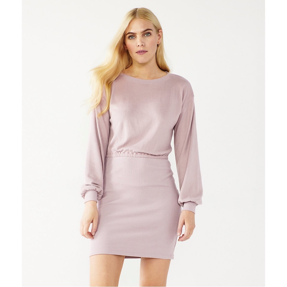 NWT Nine West Poet Sleeve Blousant Dress Purple Size XL